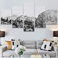 SIGNWIN 5 Panel Canvas Wall Art Monochromatic Mountains for Home Decorations Ready to Hang - 60