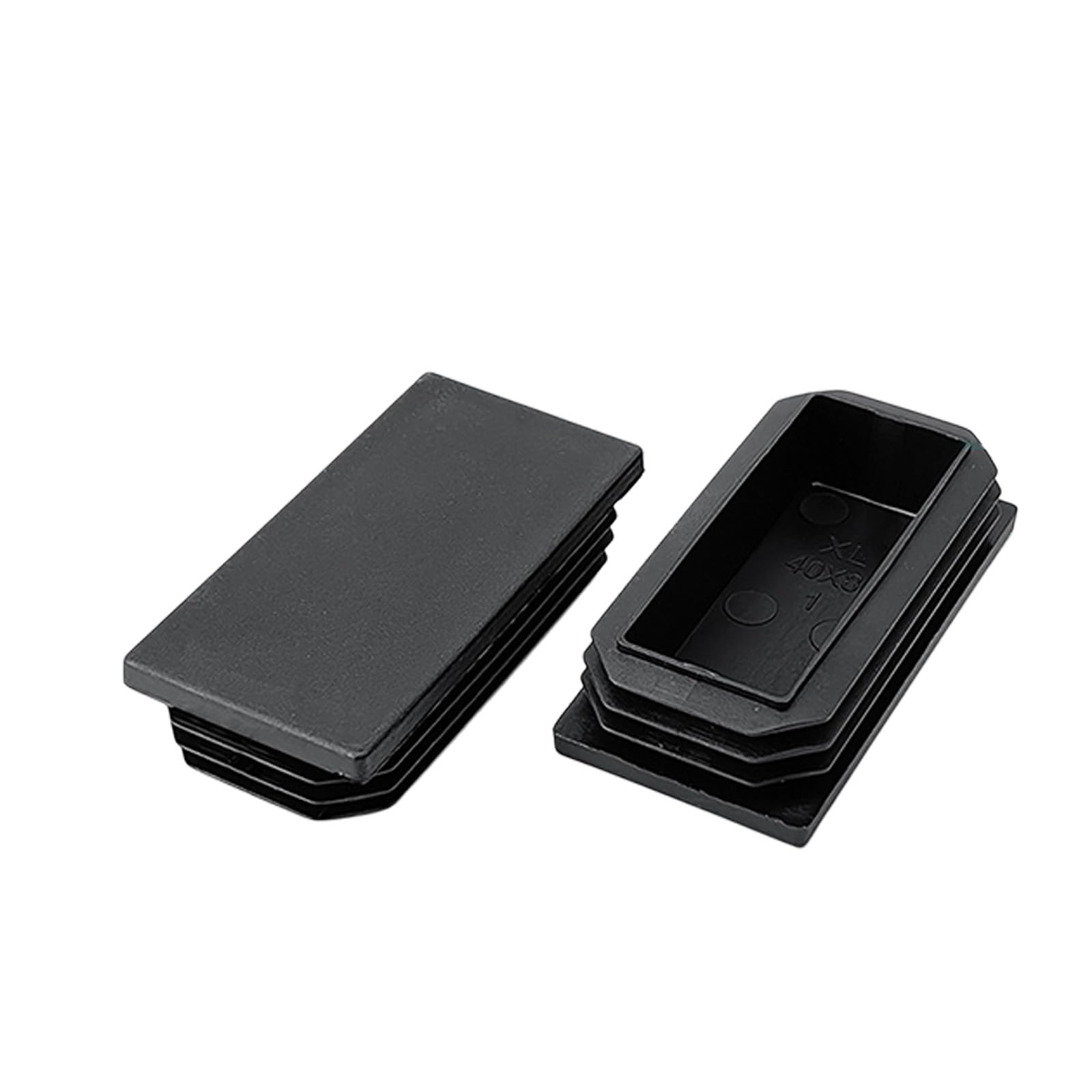 12Pcs Pipe Tube Cap Insert Blanking Stopper Black Rectangle Blanking End Caps Rectangle Plugs Enduring Tubing End Cap