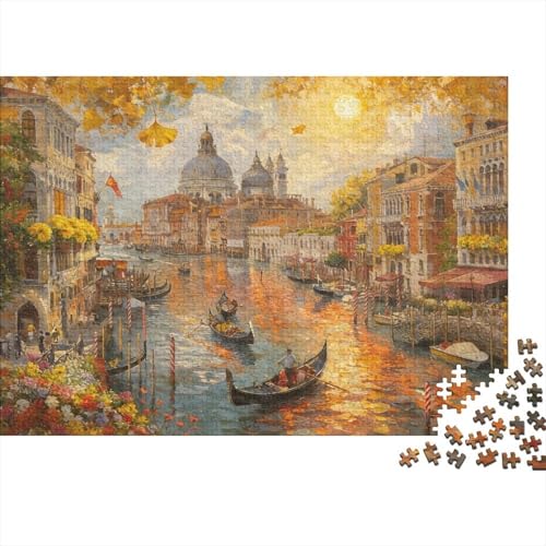 Le Canal sous Le Coucher du Soleil Puzzles 1000 Pieces Picture Puzzle Le Paysage for Adults Décoration Murale Tableau Décoratif 38x26cm/1000pcs