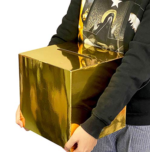 Image of JC HUMMINGBIRD Gold Card Box - 10 inchx10 inch Foldable Gift Box with Slit for Weddings, Birthdays, Graduations, Donations, Envelopes, Cards