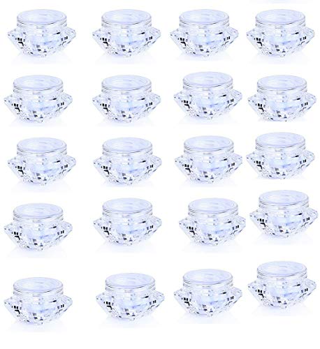 3g/3ML Diamond-shape Sample Bottles Clear Cosmetic Container Plastic Pot Jars Empty Mini Container Screw Cap Lid for Eye Shadow,Eye Cream,Nail,Powder, Jewelry Earrings Lotion Pack of 50