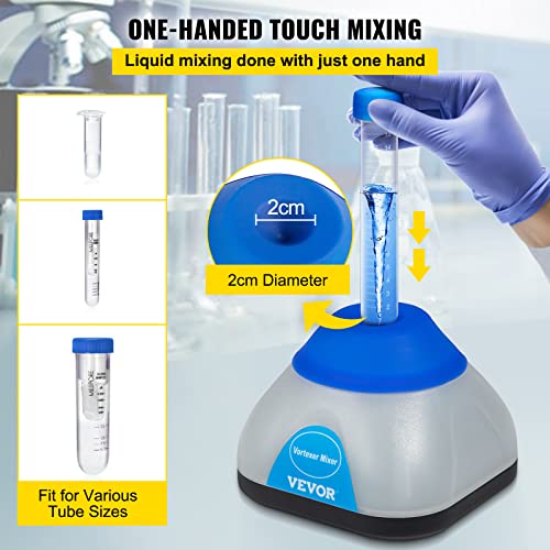 Image of VEVOR Vortex Mixer, 3000rpm Mini Vortex Mixer Shaker, Touch Function Scientific Lab Vortex Shaker, Mix Up to 50ml, 6mm Orbital Diameter for Test Tube, Tattoo Ink, Nail Polish, Eyelash Adhesives, Paint