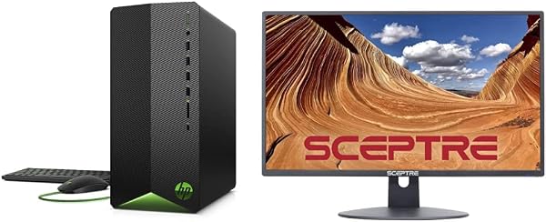 HP Pavilion - Escritorio para juegos, NVIDIA GeForce GTX 1650, Intel Core i5-10400F de 10ª generación, 8 GB de RAM, SSD de 256 GB y Sceptre de 24 pulgadas, monitor LED delgado profesional de 75Hz 1080p 2X HDMI VGA, negro máquina 🥇✔️ ® A Pedido 🏆™