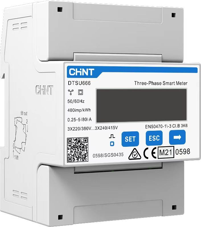 CHINT DDSU666 grote LCD wisselstroommeter DIN-rail, 5 (80) A eenfasiger voor elektriciteitsrekening, zonne-installaties, PV-systeem, elektrische voertuiglader, MID-certificaat CHINT DDSU666 grote LCD wisselstroommeter DIN-rail, 5 (80) A eenfasiger voor elektriciteitsrekening, zonne-installaties, PV-systeem, elektrische voertuiglader, MID-certificaat
