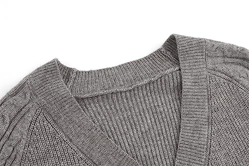 Image of GABERLY Button Down Thickened Sweaters V Neck Open Front Loose Oversized Cardigans Knit Outwear for Women