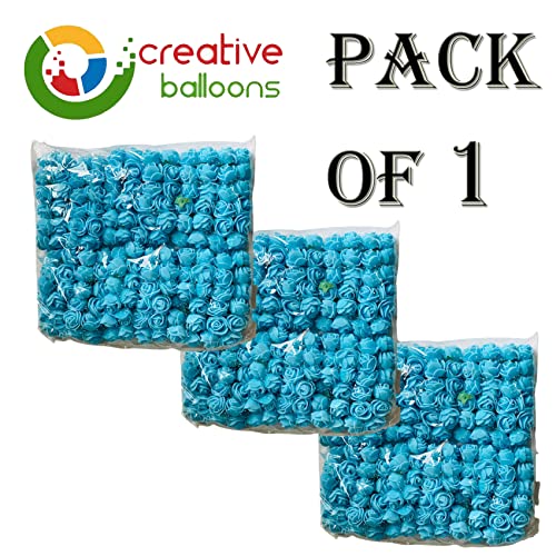 creative balloons Light Blue Foam Roses with Stem Lace Edge 144 Pcs Fake Flowers Artificial Roses for Decoration DIY Crafts Rose Bouquet Flower Buds Wedding Party Foam Rose Garland Pack of 1 - Image 2