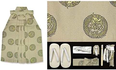 Amazon 七五三 着物 ３歳男の子用 着付け簡単袴 ベージュ系 丸龍 と小物の7点セットbht324 3 着物 浴衣 甚平 通販