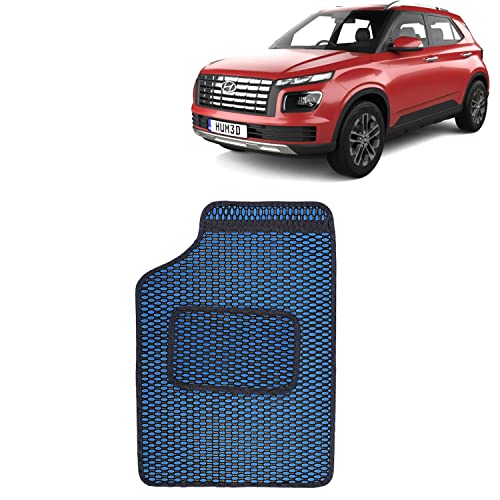 Image of Kingsway Dotted Design Car Floor Foot Mats Universal Fit for Hyundai Venue, Model Year : 2022 Onwards, Water and Dustproof, Color Blue, Set of 5 Pieces