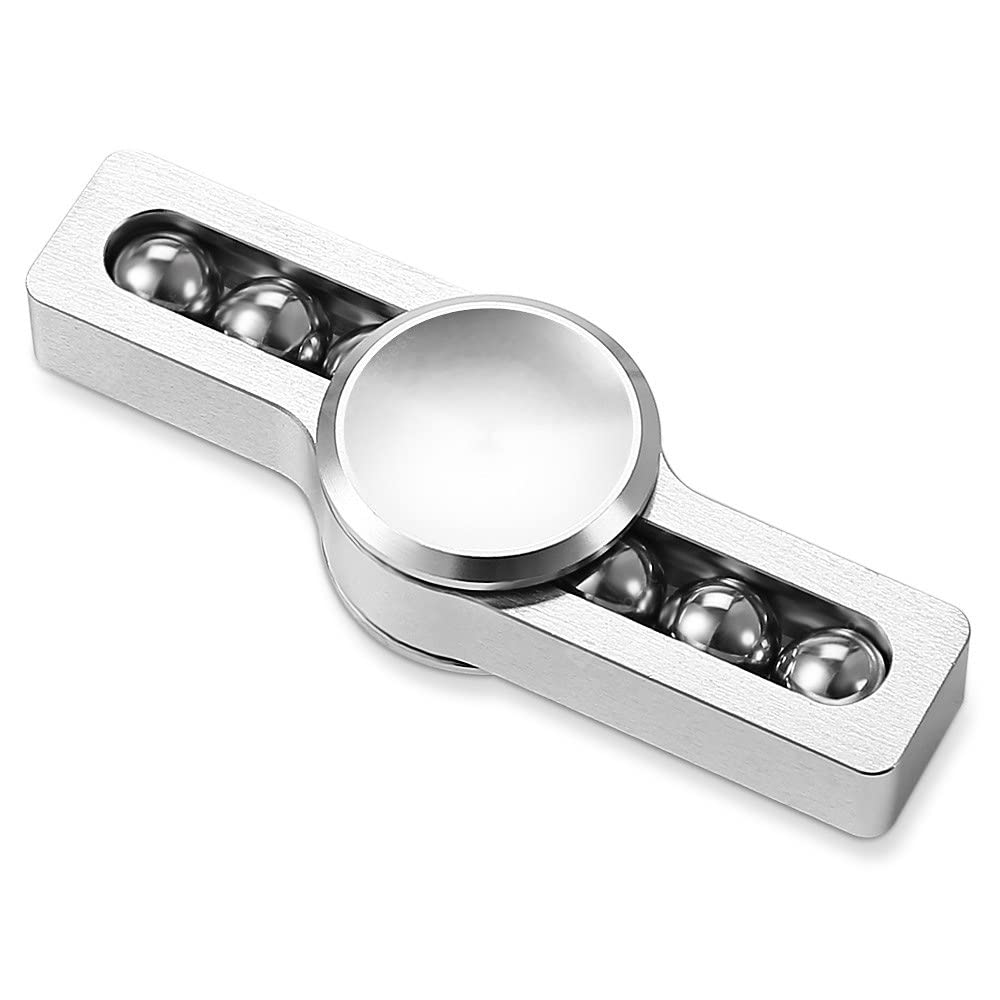 COOLBABY Hand Fidget Spinners Toy Relief Stress Reducer for Kids and Adults.WHITE SILVER, NO