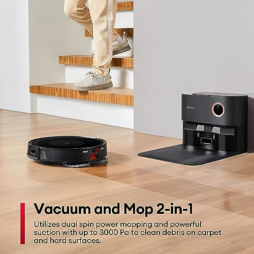 Ultenic TS1 Robot Vacuum Cleaner with Mop, DualSpinPower Mopping, 3000Pa Suction Robotic Vacuums with Self Emptying Station, NaviFree Smart Navigation, Advanced App Control, Works with Alexa - Image 4