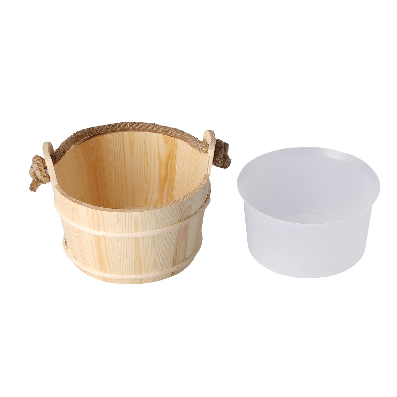XHTLLO 6L High LIDacity Wooden Sauna Bucket for SPA, Steam Room, Shower, and Swimming Pool, Wood Construction with Plastic Liner