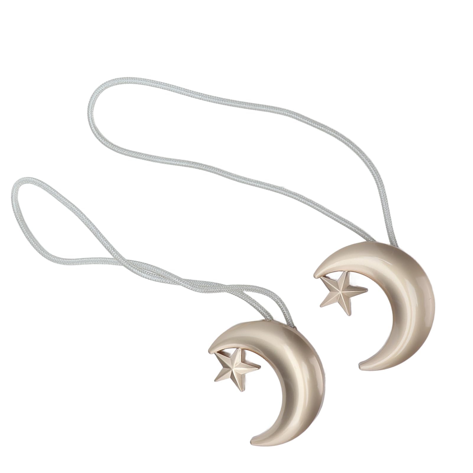 2 Pcs Magnetic Curtain Tiebacks, Moon Star Shape Curtain Holdbacks Cute Metal Decorative Curtain Buckle Holder for Home Cafe Balcony(Gold)