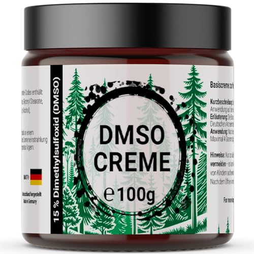 1x 100g DMSO Creme | Dimethylsulfoxid 99 9% Reinheit | Ph. Eur. in Basicreme DAC Deutscher Apotheker Codex - im Glastiegel hocheffektiv