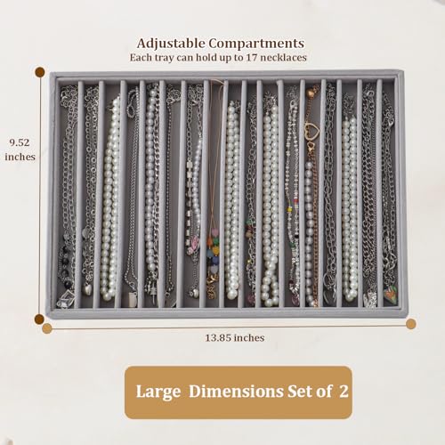 Image of Large Velvet Jewelry Tray Display Drawer Inserts 2 Pack