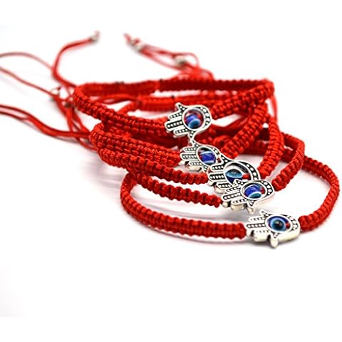 Omonic MAYMII·HOME 6 pcs Lucky Hamsa Red String Line Kabbalah Bracelets Bracelet Bangle Braided String Cord and Rotating Evil Eye Hamsa Hand - Jewish Amulet Pendant Jewelry for Success and Lucky Cover