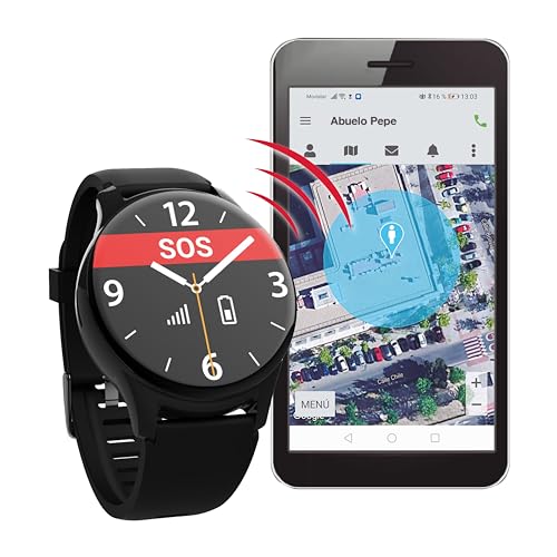 Reloj R8 con botón de Llamada de Emergencia SOS, Localización GPS, Aviso de Caída, Ritmo Cardíaco – Cuidado de Mayores o Demencia – Tarjeta SIM y App ...