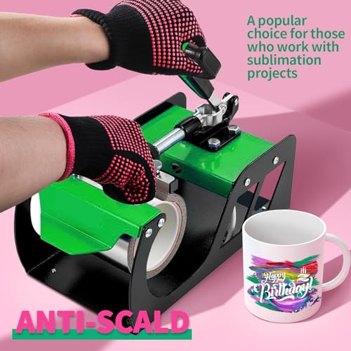 teenitor 2 pcs heat resistant gloves with silicone bumps professional heat proof glove mitts for hair styling curling iron wand flat iron hot-air brushes sublimation gloves rose red