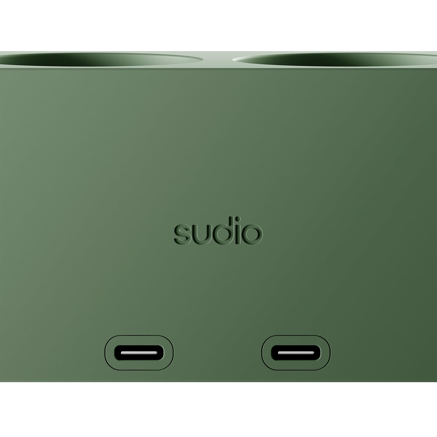 Sudio Brick Kompakte Steckdosenleiste | 2 Steckdosen & 2 USB-C Ports (30W GaN) | 1,8 m geflochtenes Kabel | EIN-/Aus-Schalter | Platzsparendes Design | Aus recycelten Materialien | (Green)