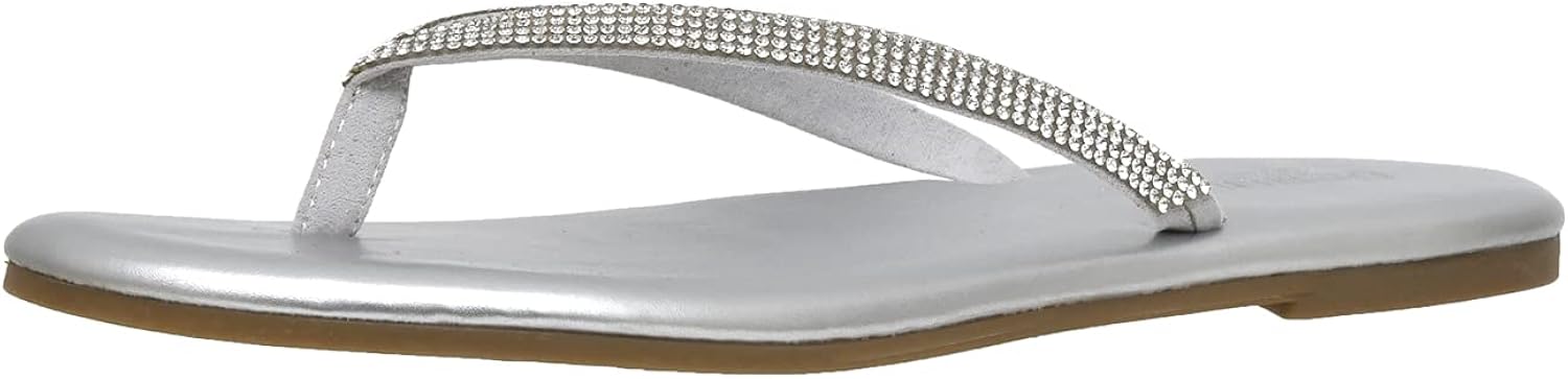  | Cushionaire Women's Ciara Jeweled Flip Flop Sandal with Memory Foam | Flats