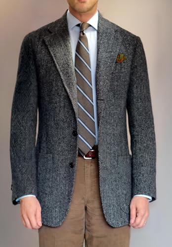 Men's Slim Fit Herringbone Tweed Sport Coat Blazer Vintage Wool Blend Formal Jacket for Business Wedding Tuxedo2
