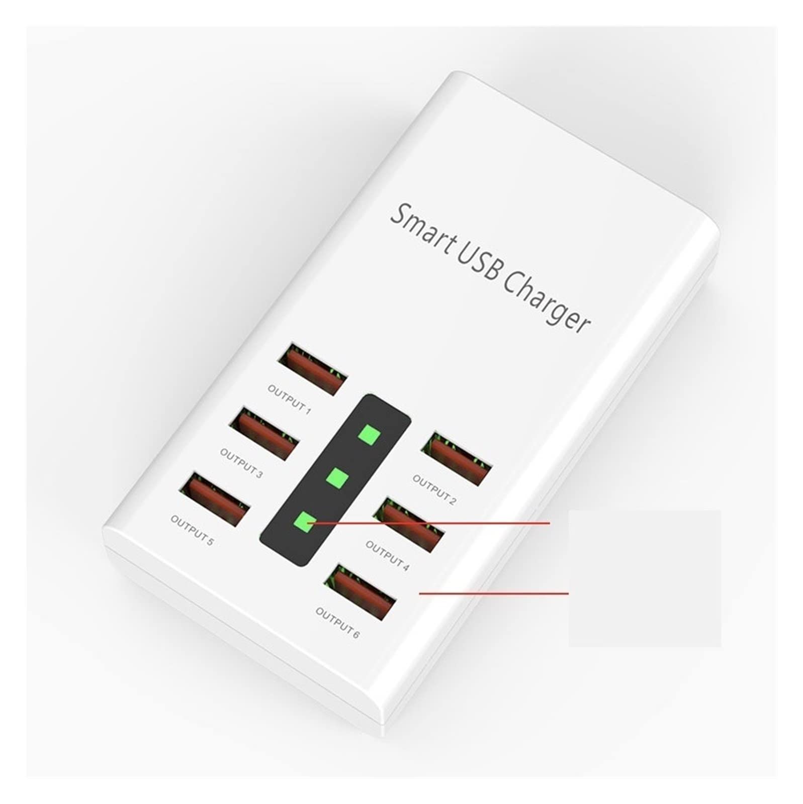 30W QC 3.0 USB 6 Puertos Cargador rápido 2A Adaptador de Corriente Multi-USB Estación Carga Base Escritorio Hogar Multifunción Cargador Seguro