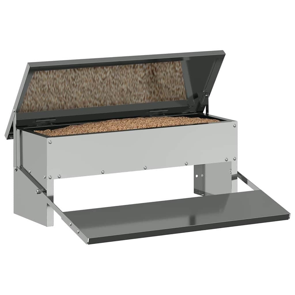 Comedero para gallinas de acero galvanizado, 48,5 x 39,5 x 19 cm, capacidad de 5 kg, comedero para interior y exterior, resistente a la intemperie, resistente al agua, porciones automáticas