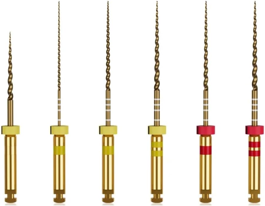 Waldent Wal-Flex Gold Rotary File 25mm - W3 (20/4%) | Pack of 6 | High Flexibility & Durability | Triangular Cross Section for Efficient Cutting, Advanced Heat Treatment Autoclavable Endodontic File