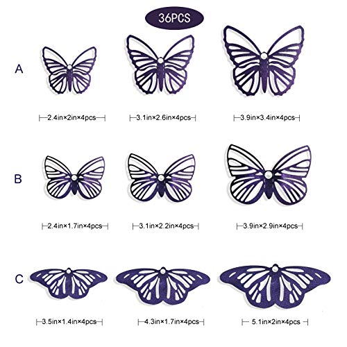 Decorazioni Farfalla, Adesivi Murali 3D Metallico