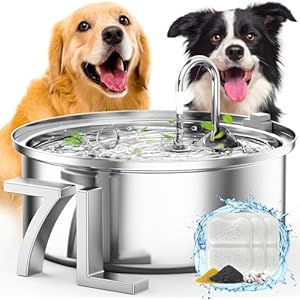 oneisall Fuente para Perros/Gatos, Fuente para Perros de Acero Inoxidable 7l súper silenciosa, con Triple filtración y Bomba de Seguridad Inteligente/fácil Montaje y Limpieza