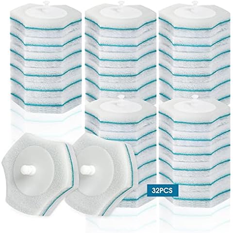 BALORIZ 32 Count Disposable Toilet Brush Refills, Upgraded Material Toilet Bowl Refills (Not Compatible with Other Brand Toilet Brush Handle, Need to be Used in Conjunction with Our Brand's Handle) Cover