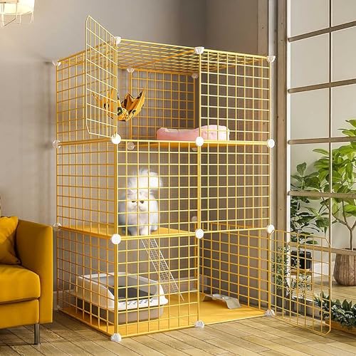 Kanduo キャットハウス 屋外猫ハウス、猫クレート猫ケージ猫ベビーサークル猫囲いペット、DIY犬小屋クレート大型運動場(75x39x109cm)