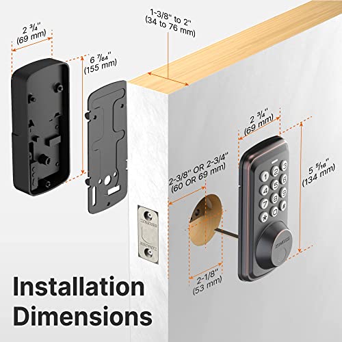 Fingerprint Door Lock Keyless Entry - Zomoss Electric Keypad Deadbolt - Combination Door Lock - Biometric Auto Lock With Emergency Charging Port - Oil Rubbed Bronze #TOP1