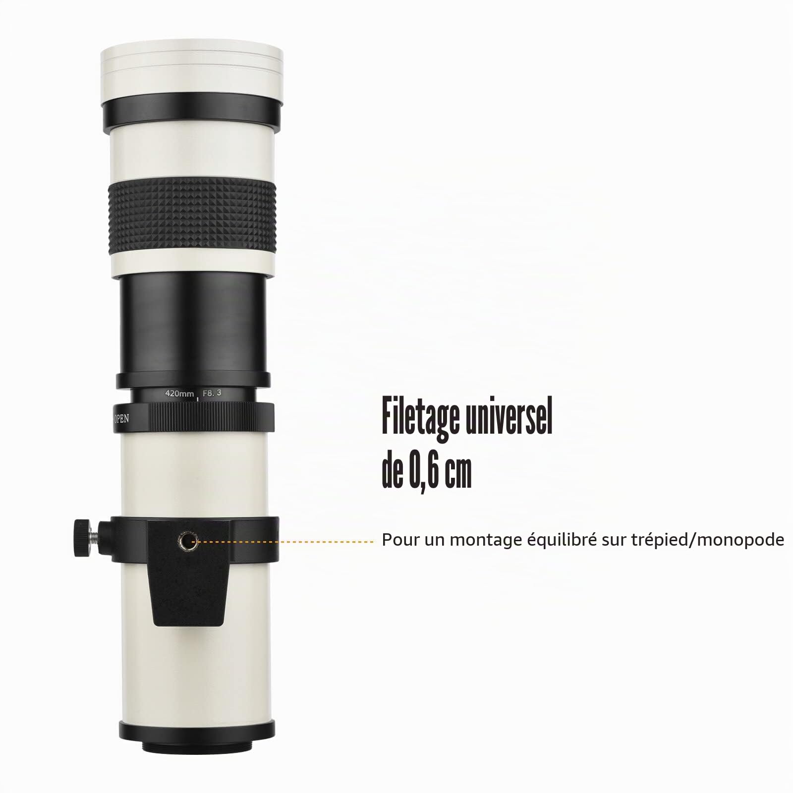 MF Super Téléobjectif Zoom F/8.3-16 420-800 mm Monture EF T Bague d'adaptation universelle 1/4