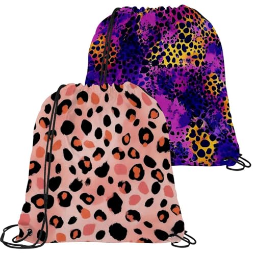 Sac à dos de sport étanche et pliable motif léopard rose multicolore