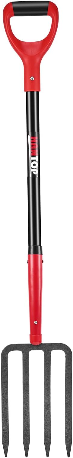 HANTOP 4-Tine Heavy Duty Pitchfork Digging Fork Garden Fork Pitch Forks with Fiberglass Handle for Gardening, Hay,Digging Potatos,43 inches