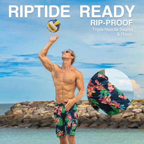 Image of Kanu Surf Men's Big Viper Extended Size Stripe Swim Trunk