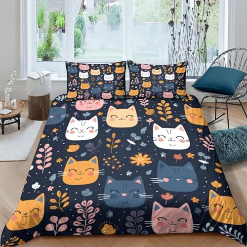 Literie en microfibre chat 3D housse de couette double 200x200 cm
