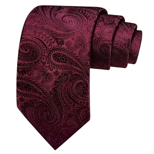 Image of Barry.Wang Paisley Tie for Men Silk Woven Necktie and Tie Clip Set Wedding Party Business Formal