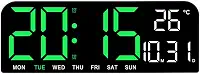Grande relógio digital LED com data, semana, temperatura, moderno, grande display LED, alarme alto para loja, garagem, academia, sala de estudo, Verde