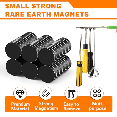 Image of 60PCS Small Magnets, 12x3mm Black Strong Magnets Rare Earth Magnets Tiny Neodymium Disc Magnet Mini Magnet for Crafts, DIY, Kitchen, Whiteboard, Office