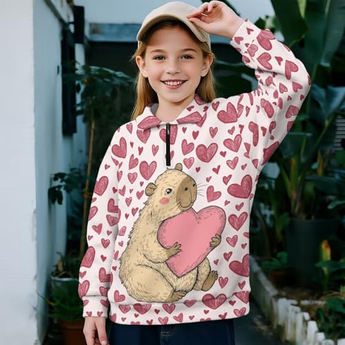 Girls Sweatshirts Quarter Zip Pullover Sweatshirt Long Sleeve Collared Tops Fall Winter Clothes for Teen Girls4