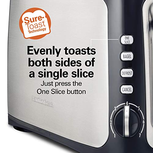 Hamilton Beach 4-Slice Toaster With Long-Slots, Sure-Toast Technology, Bagel & Defrost Settings, Auto-Shutoff, Stainless Steel (24820) #TOP3