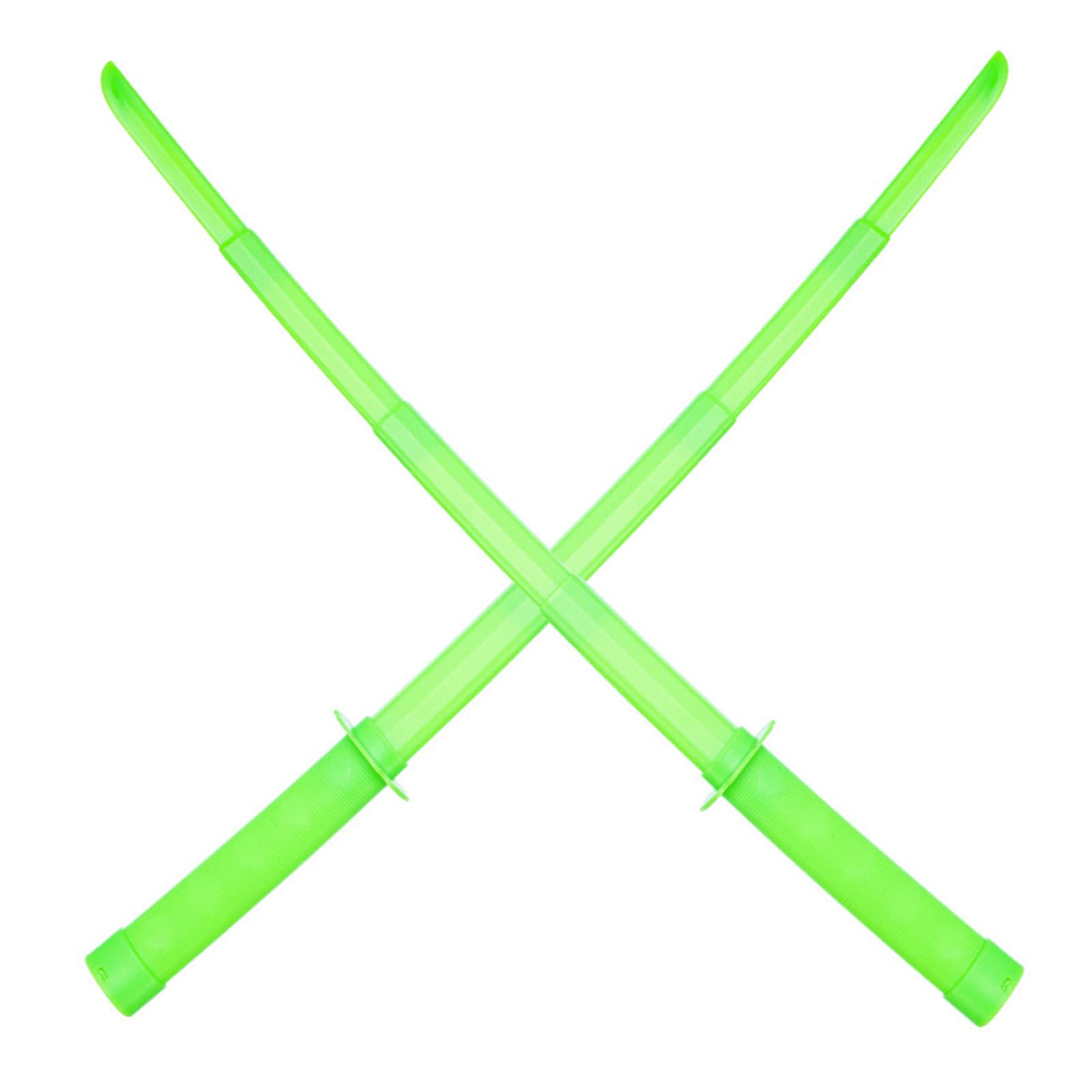 2PCS 3D Printed Gravity Retractable Samurai Sword Model Toys, Telescopic Plastic Katana Fake Sword Toy, Martial Arts Weapons Prop for Play Fighting, Halloween Cosplay for Boys & Adults(Green)