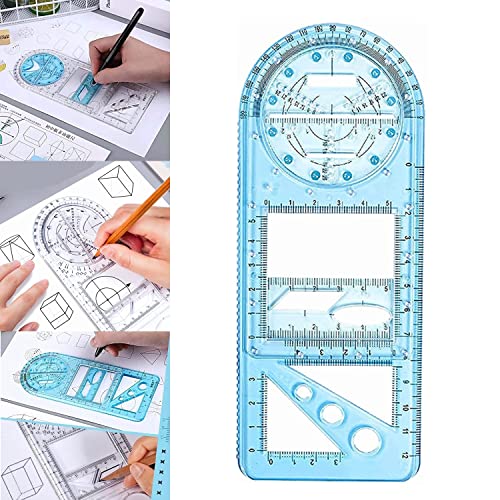 Regla geométrica multifuncional, regla de dibujo de matemáticas, plantilla de dibujo geométrica que mide reglas de borrador para estudiantes y oficina escolar