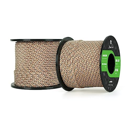 Abma Cord Paracord 100 lbs 2mm 100% Nylon 30M - Sand Camo, Military-sand Camo, 30 Meters