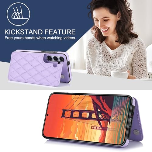 Asuwish Phone Case for Samsung Galaxy S24 Plus S24+ 5G Wallet Cover with Tempered Glass Screen Protector and Leather RFID Card Holder Stand Cell Accessories S24plus 24S + S 24 24+ Women Men Purple - image 4