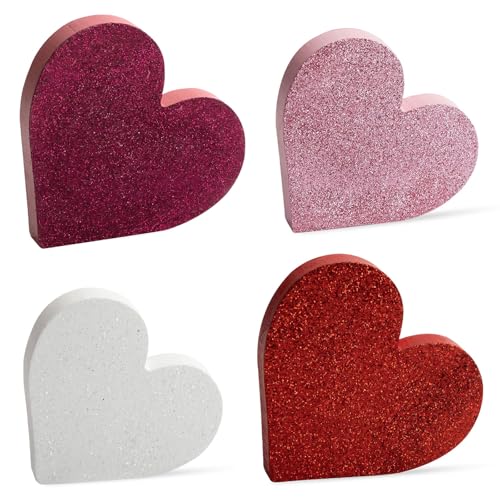 COCHIE Wooden Hearts Valentines Decorations Indoor, Wood Heart Blocks...