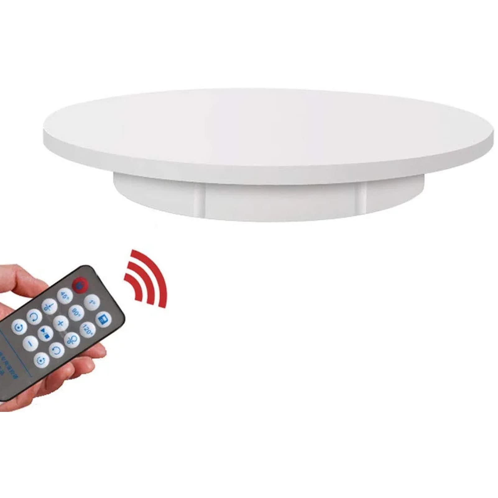 GIZMITElectric Rotating Display Stand 42cm with 5 Backgrounds, 90/180/360 Degree Adjustable Motorized Rotating Stand Display Turntable for Jewellery Clothing Photography,White