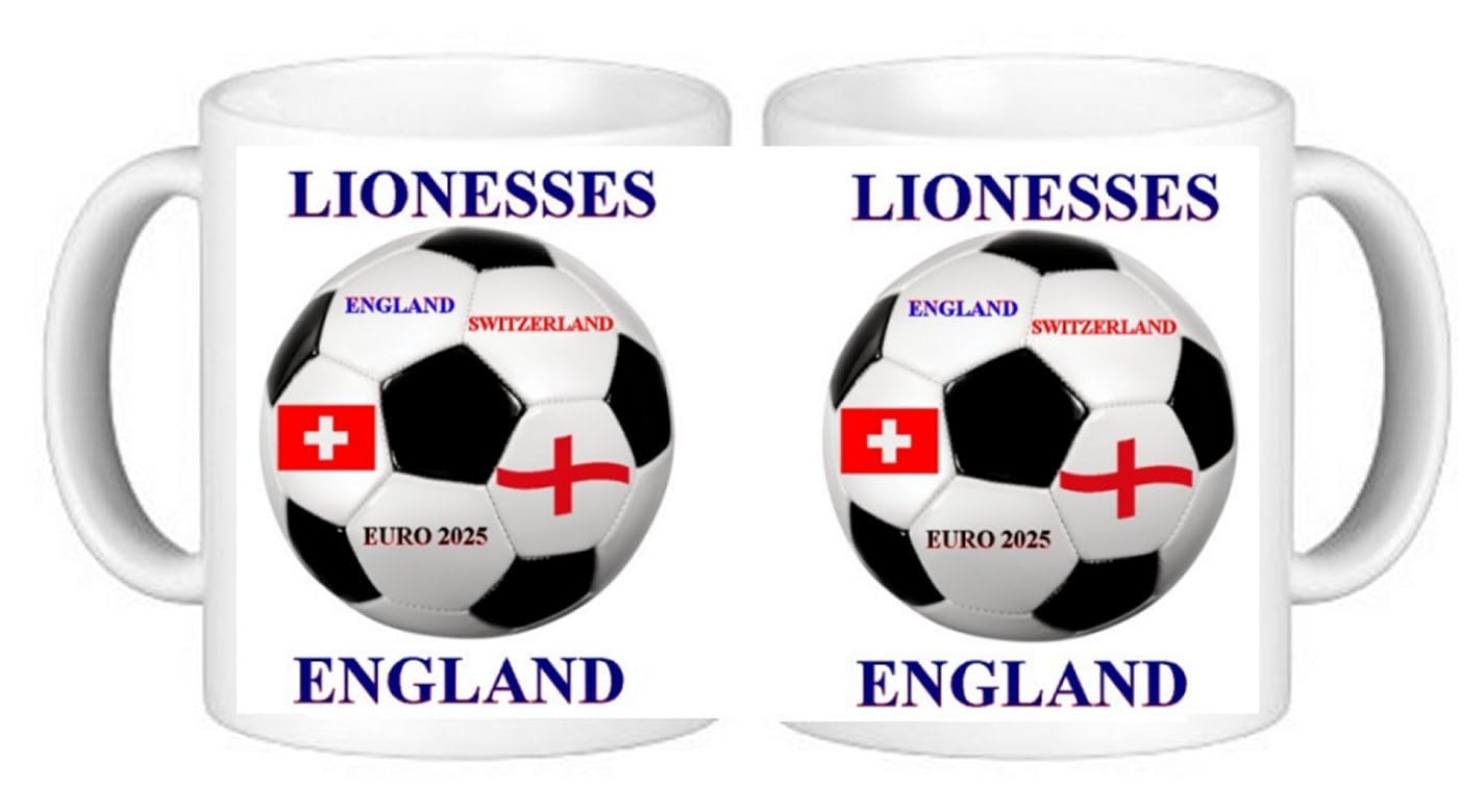 PJ4U England Womens Football Lioness Ceramic Coffee Mug with A Smash Proof Box