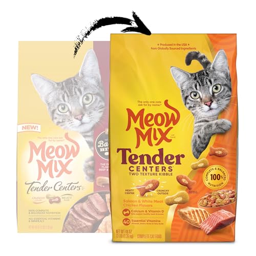 Image of Meow Mix Tender Centers, Salmon & White Meat Chicken Flavors, 4 Bags